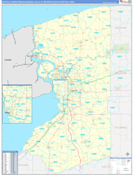 Buffalo-Cheektowaga-Niagara Falls Metro Area Wall Map Basic Style 2024